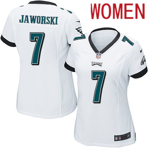 Women Philadelphia Eagles #7 Ron Jaworski Nike White Game NFL Jersey->women nfl jersey->Women Jersey